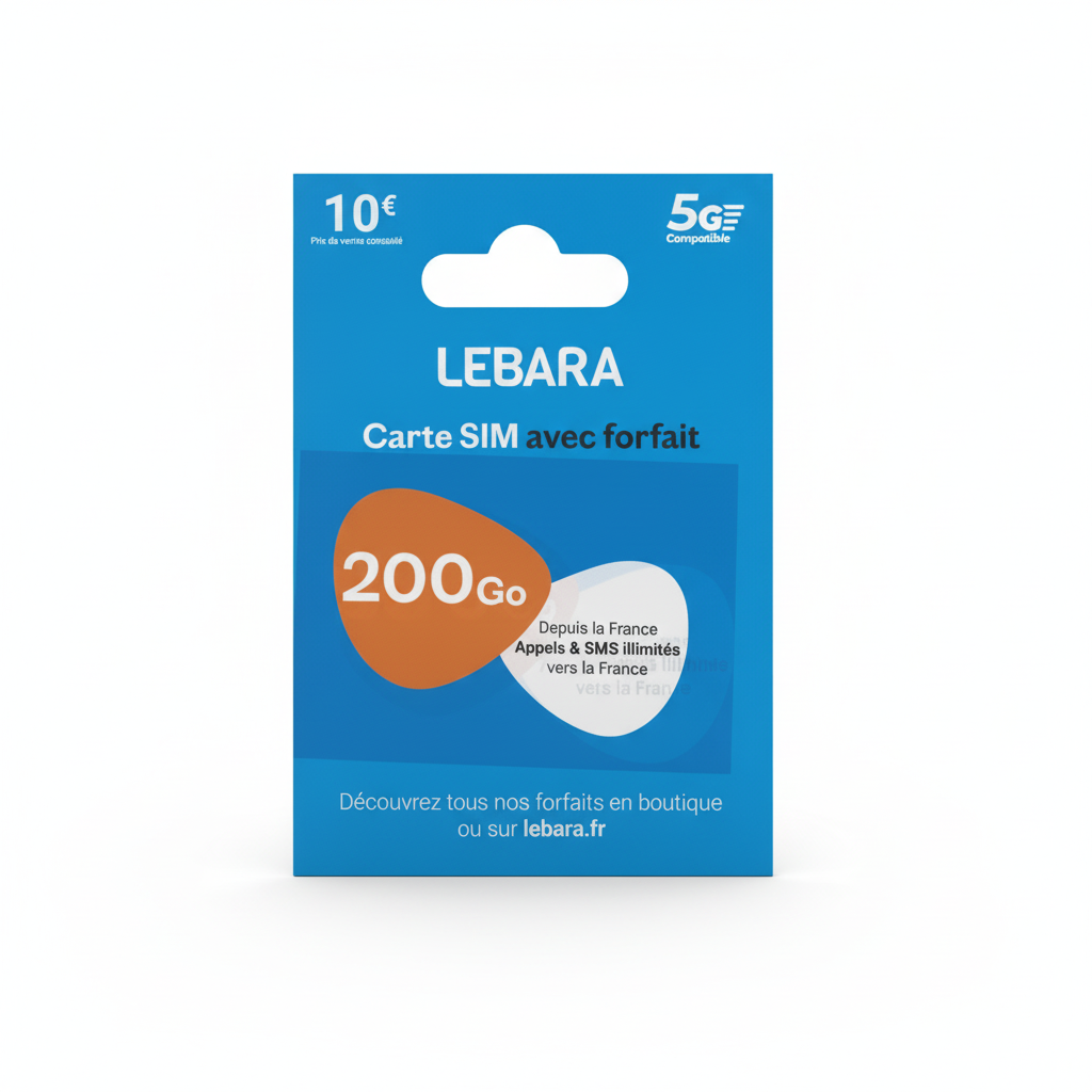 Carte SIM Lebara 10 € 200 Go